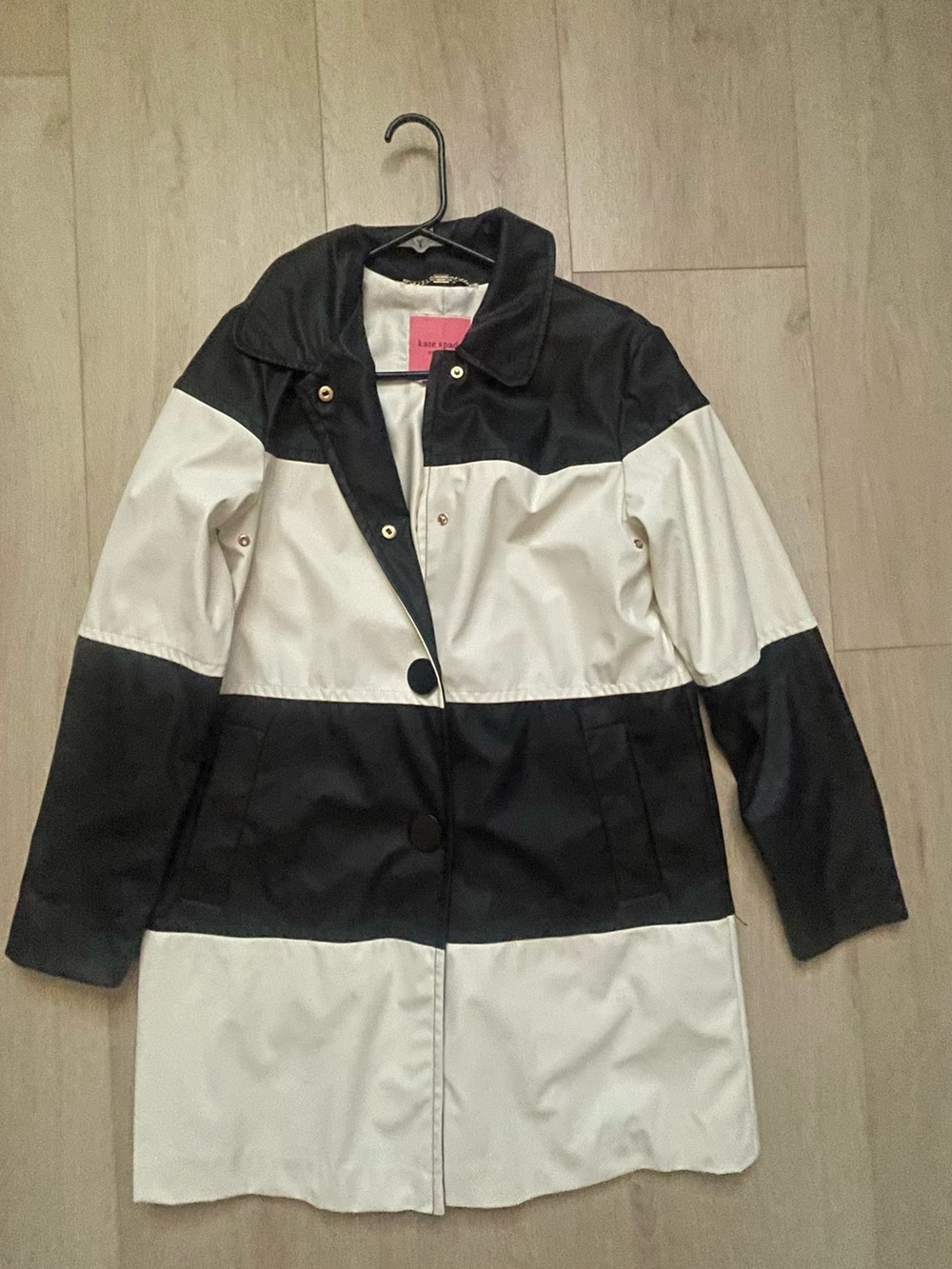 kate spade Black and White Colorblock Trench Coat